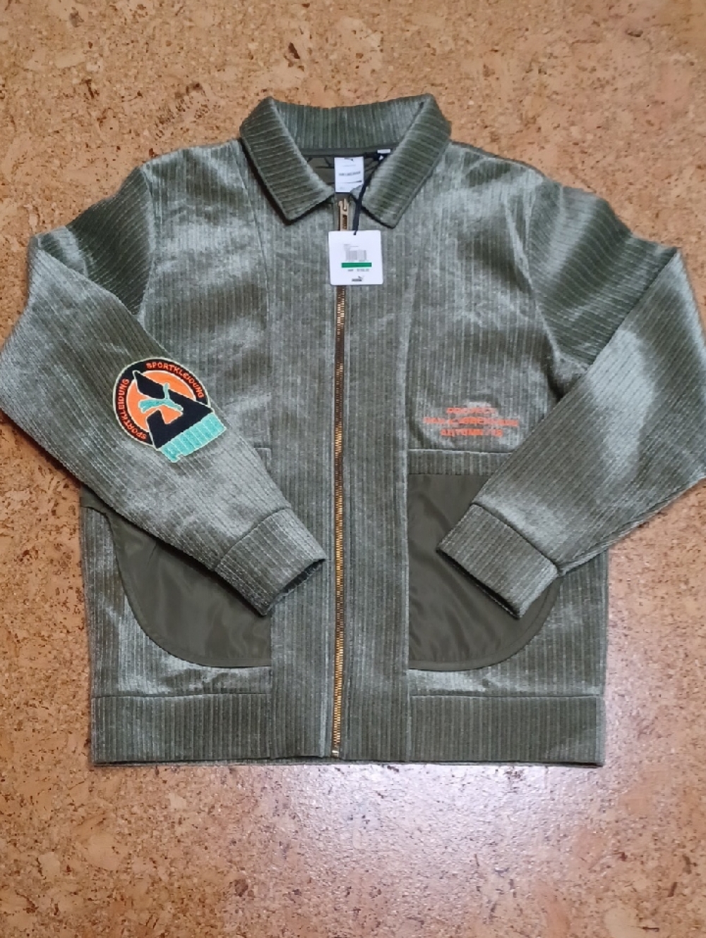 Puma X Han Kjobenhavn Men's Olive Corduroy Bomber Jacket Size L NWT